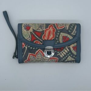 Vera Bradley Gray and Red Floral Wristlet